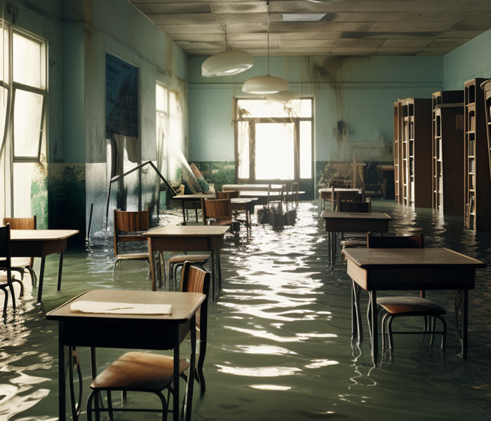 Flooded school room